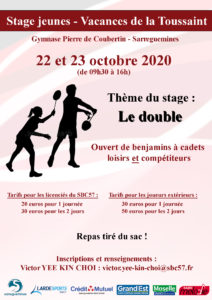 Stage jeunes Toussaint 2020
